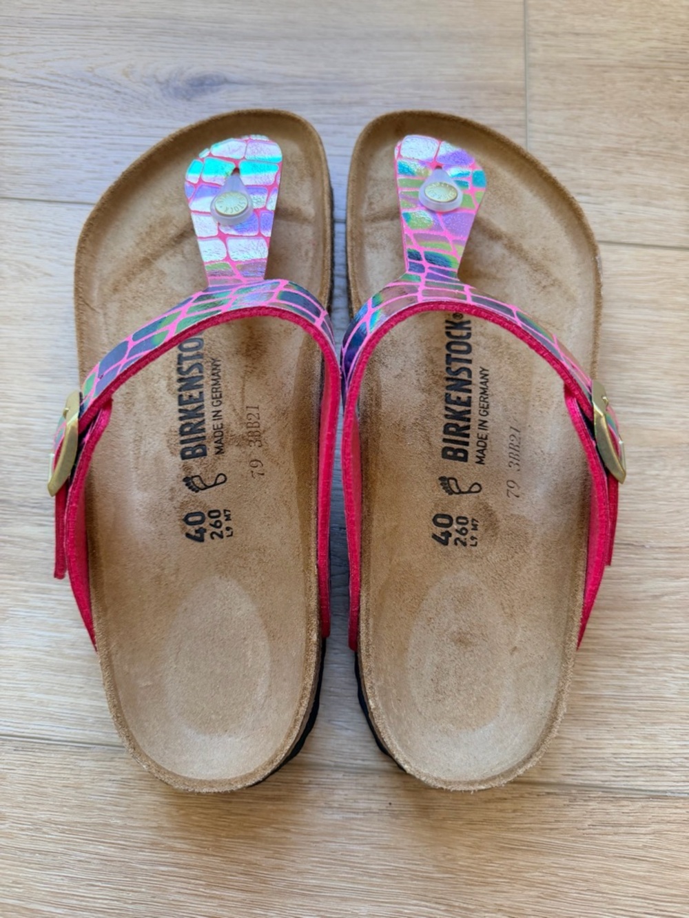 Birkenstock Pink Multicolor Gizeh Sandals - Picture 2 of 3